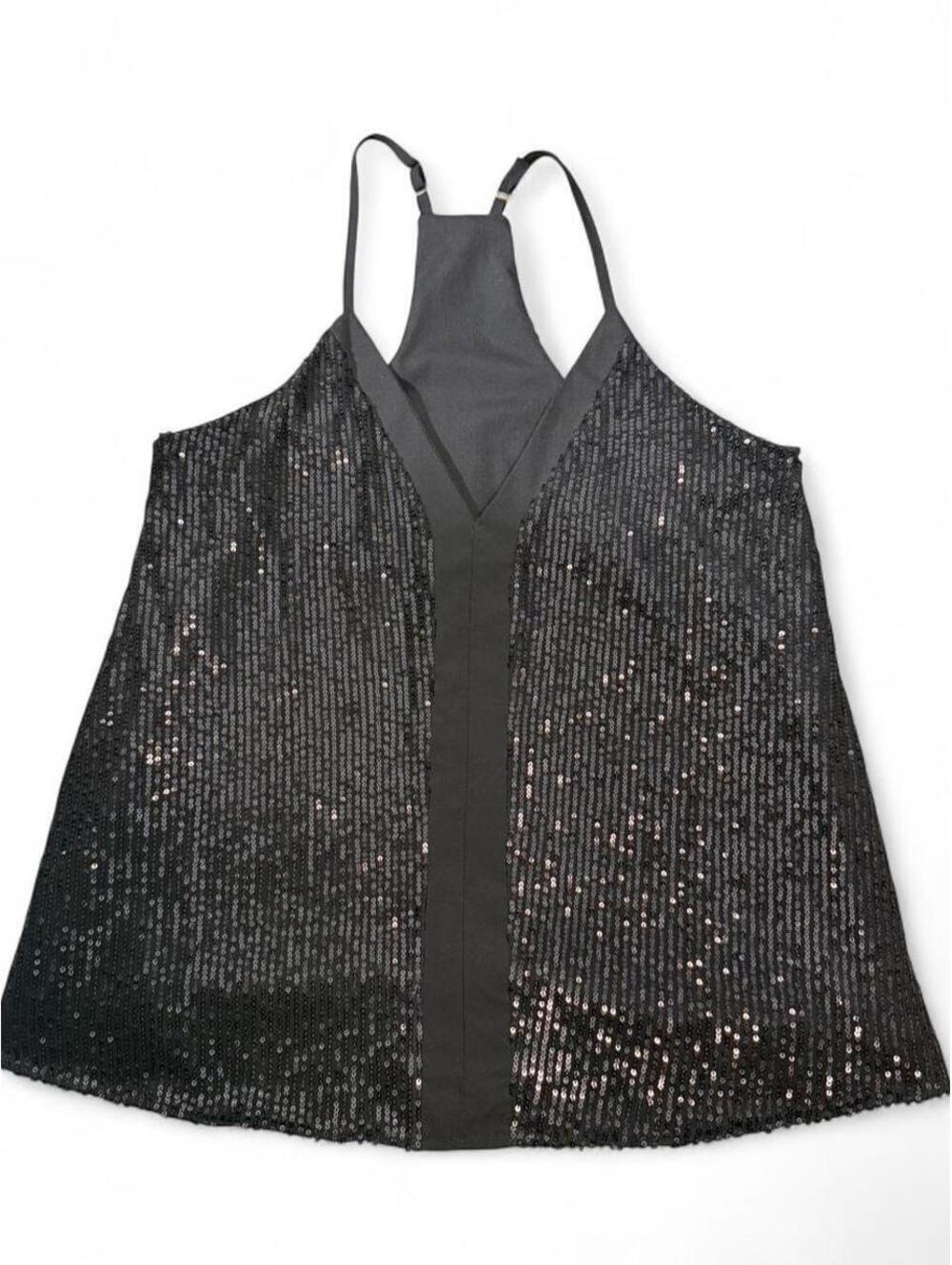 Black sequin cami top, size M